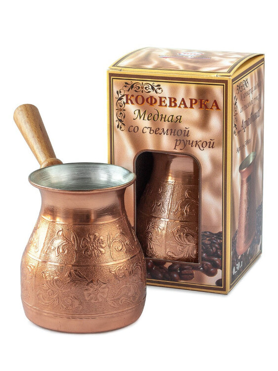 Кофеварка медная (турка) "TimA" в подарочной упаковке УТРО ВОСТОКА 300 мл